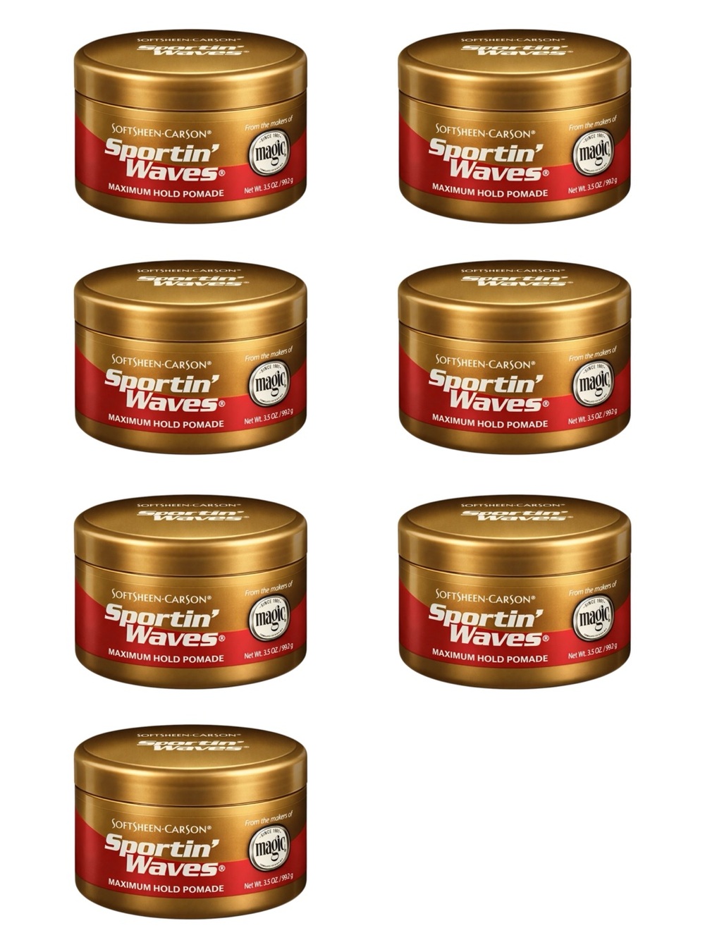 SOFTSHEEN-CARSON SPORTIN' WAVES MAXIMUM HOLD HAIR POMADE 3.5 OZ 7 PCS